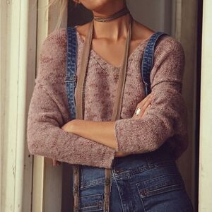 FREE PEOPLE sweater v-neck Stella softly oversized‎ alpaca knit S